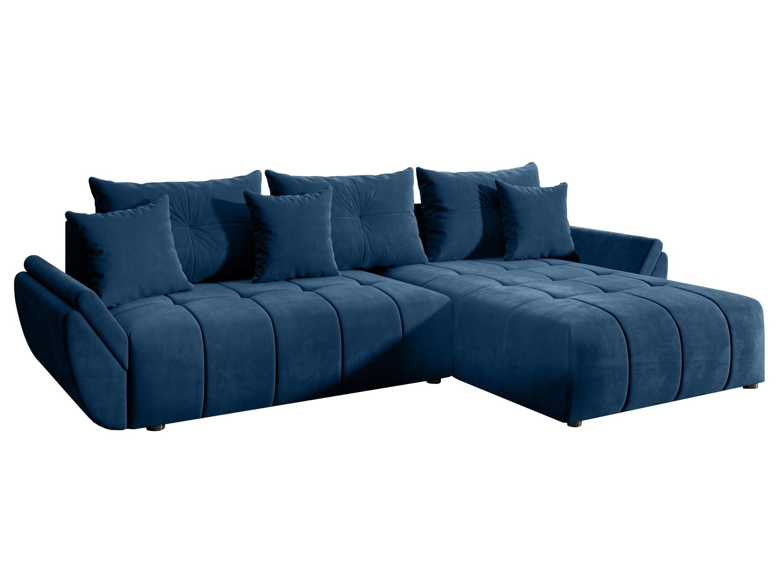 Colțar extensibil dumonde cu ladă de depozitare si sezut confortabil din spuma HR, Berlin Albastru Pudrat II 280x185 cm Fabrica