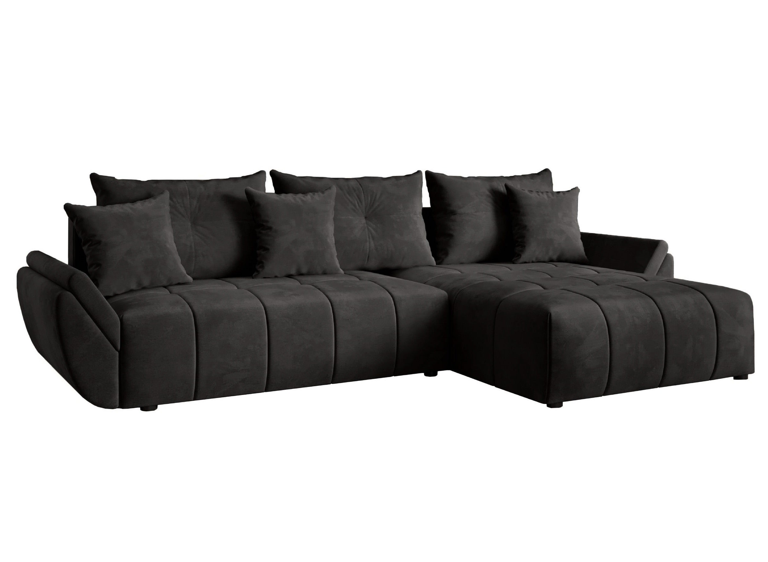 Colțar extensibil dumonde cu ladă de depozitare si sezut confortabil din spuma HR, Berlin Black II 280x185 cm Fabrica