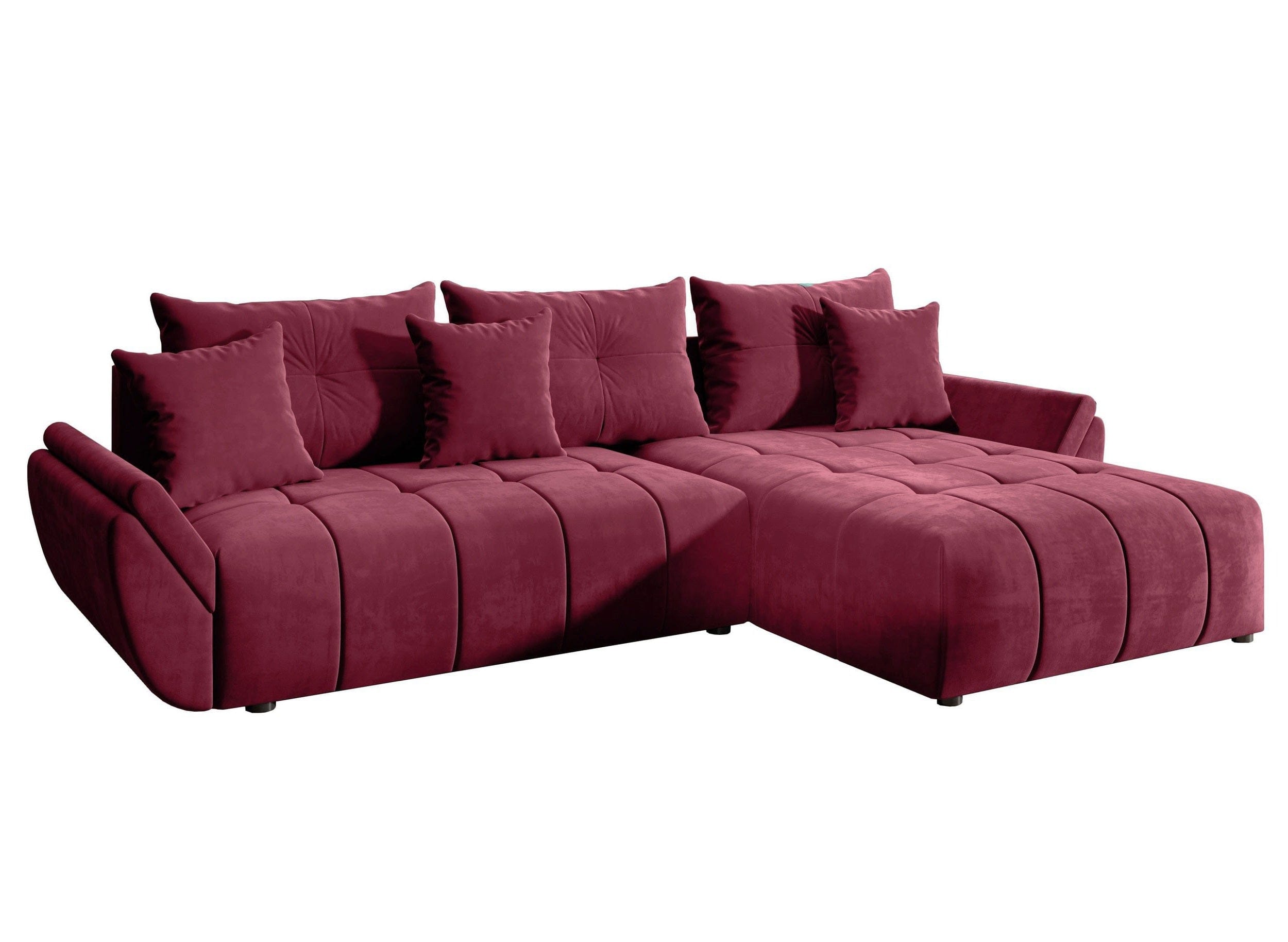 Colțar extensibil dumonde cu ladă de depozitare si sezut confortabil din spuma HR, Berlin Bordoux II 280x185 cm Fabrica