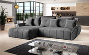 Colțar extensibil dumonde cu ladă de depozitare si sezut confortabil din spuma HR, Berlin Grey 280x185 cm Fabrica