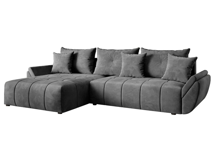Colțar extensibil dumonde cu ladă de depozitare si sezut confortabil din spuma HR, Berlin Grey 280x185 cm Fabrica