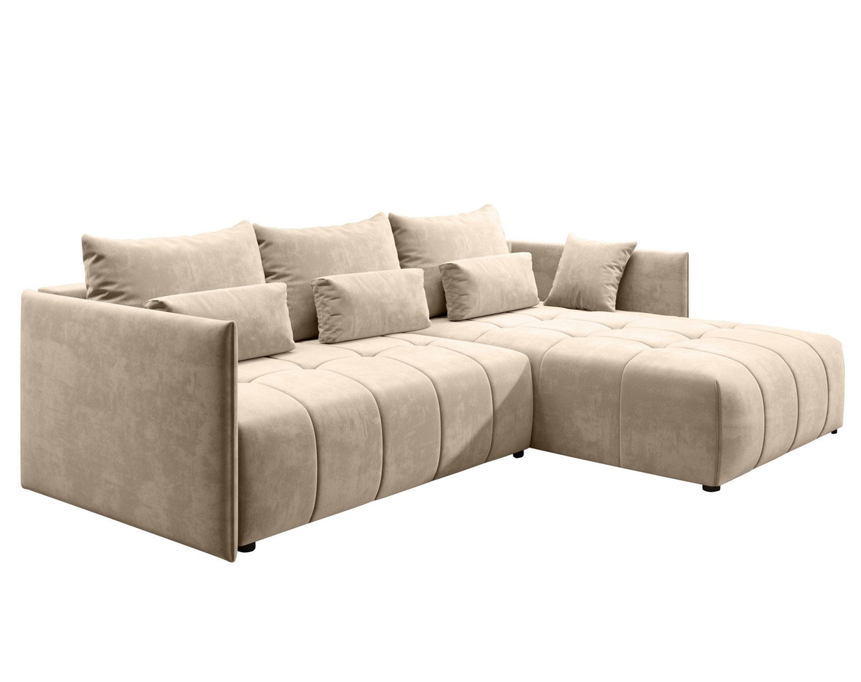 Colțar extensibil dumonde cu ladă de depozitare si sezut confortabil din spuma HR, Malta Beige II 235x185 cm