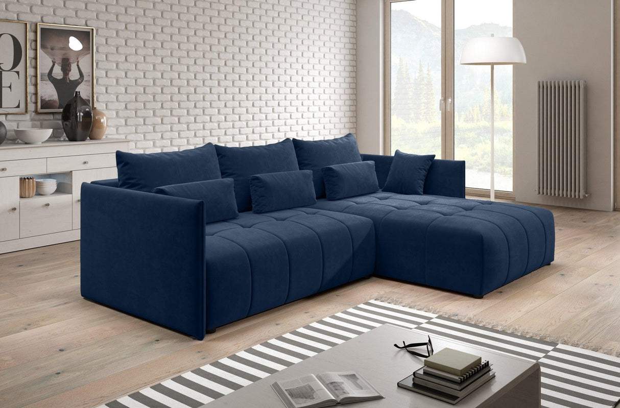 Colțar extensibil dumonde cu ladă de depozitare si sezut confortabil din spuma HR, Malta Blue II 235x185 cm