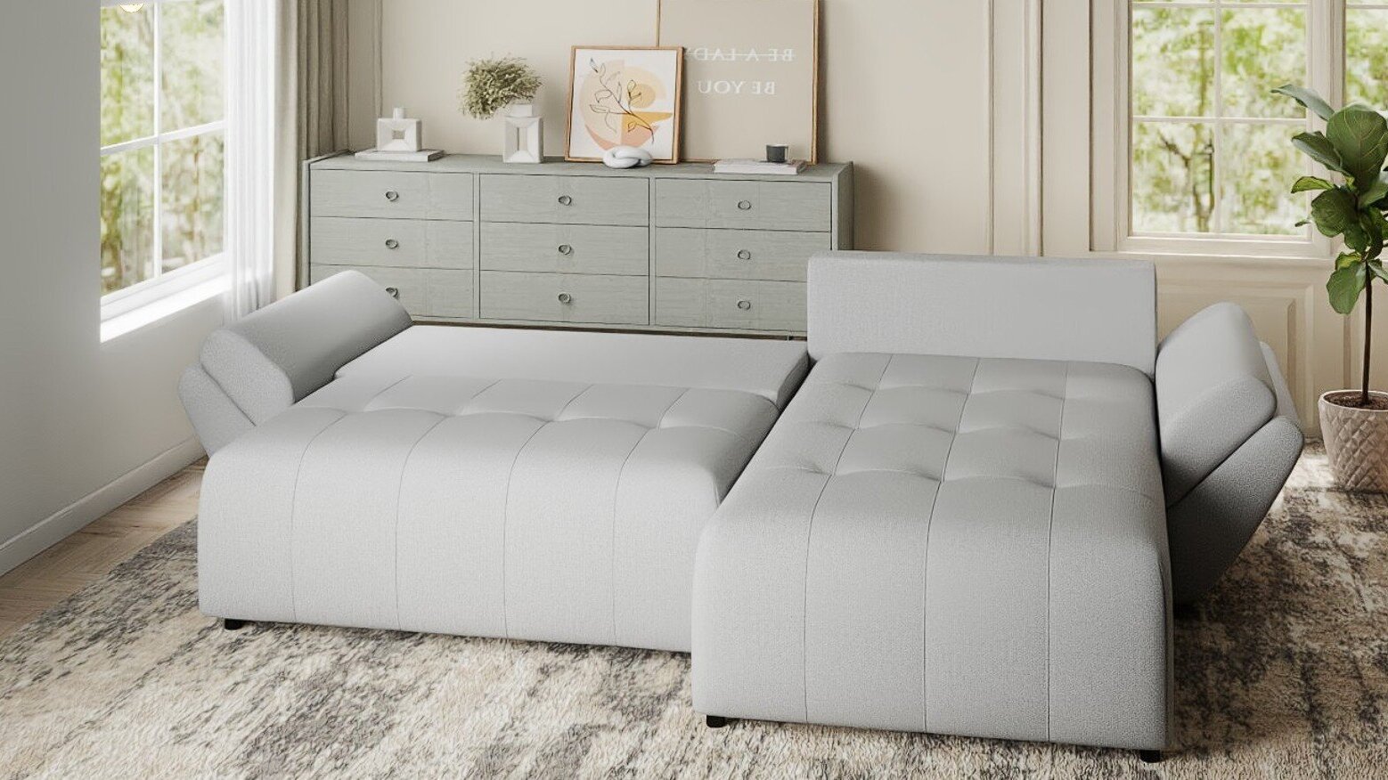 Colțar extensibil dumonde cu ladă de depozitare si sezut confortabil din spuma HR, Berlin Enjoy Gri 280x185 cm II