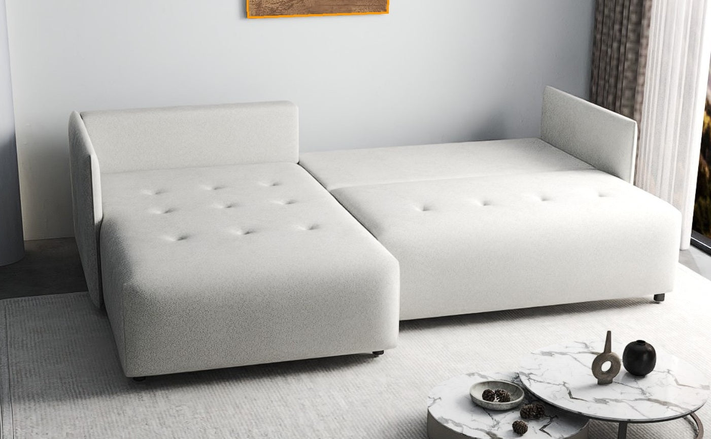 Colțar extensibil dumonde cu ladă de depozitare si sezut confortabil din spuma HR, Malta Euphoria Grey 235x185 cm Fabrica