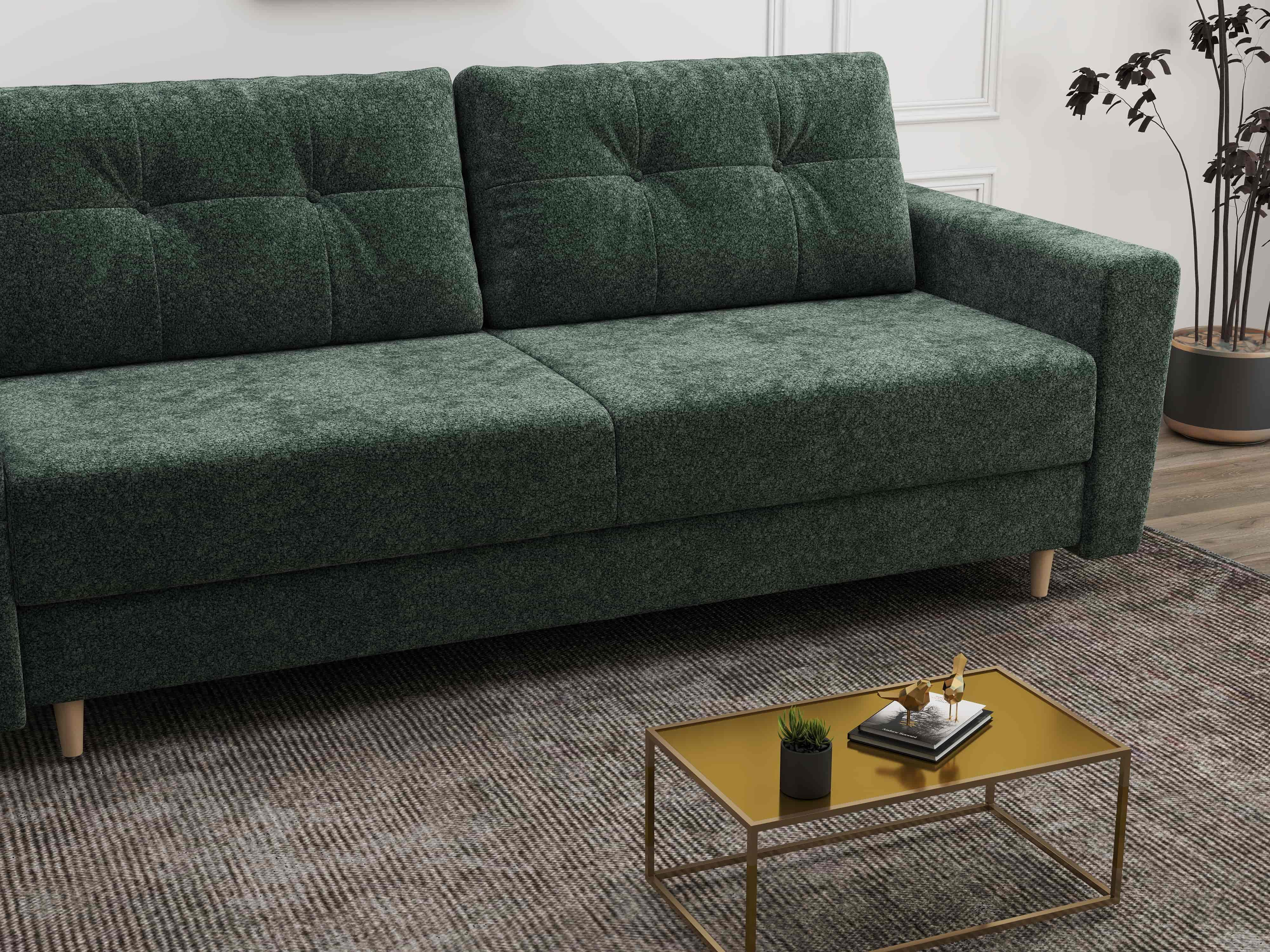 Canapea extensibilă dumonde cu ladă de depozitare si sezut confortabil din spuma HR, Summer Euphoria Verde 225x100 cm