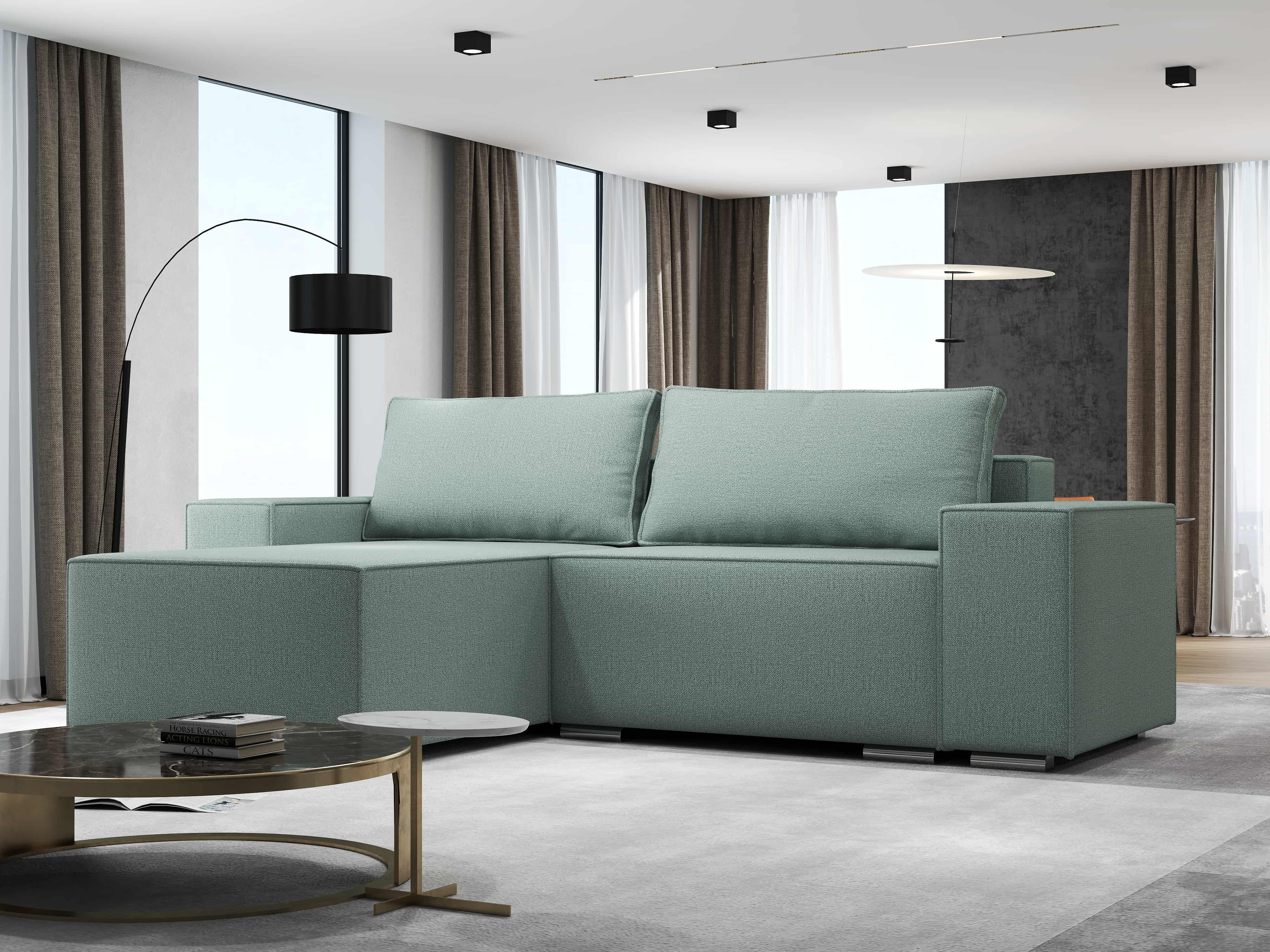 Colțar extensibil dumonde cu ladă de depozitare si sezut confortabil din spuma HR, Dream Enjoy Mint 290x185 cm Fabrica