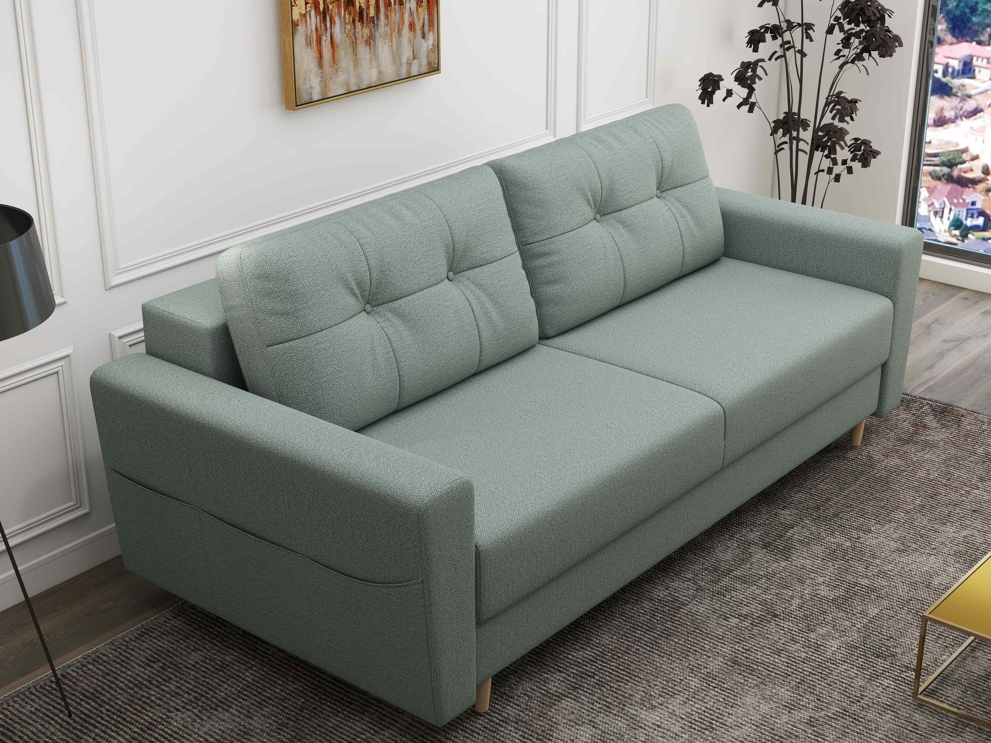 Canapea extensibilă dumonde cu ladă de depozitare si sezut confortabil din spuma HR, Summer Enjoy Verde Mint 225x100 cm