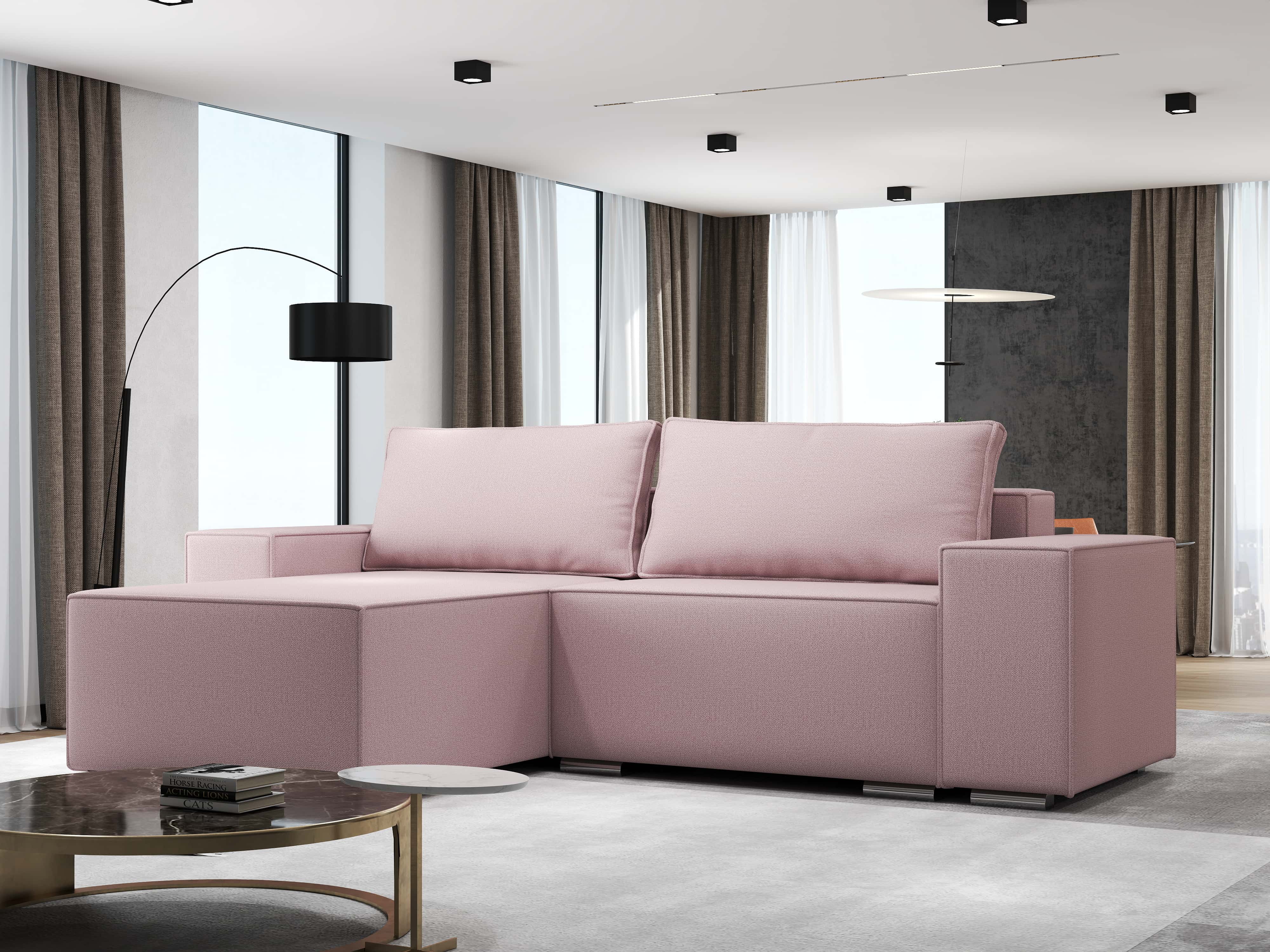 Colțar extensibil dumonde cu ladă de depozitare si sezut confortabil din spuma HR, Dream Enjoy Flamingo 290x185 cm Fabrica