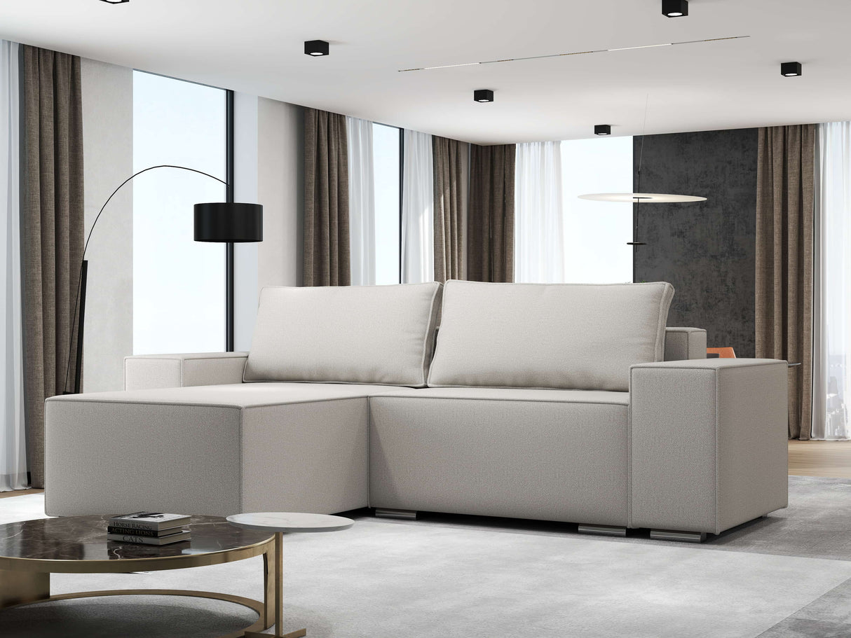 Colțar extensibil dumonde cu ladă de depozitare si sezut confortabil din spuma HR, Dream Enjoy Bej 290x185 cm Fabrica
