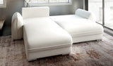 Colțar extensibil dumonde cu ladă de depozitare si sezut confortabil din spuma HR, Denver Euphoria Alb 275x185 cm Fabrica