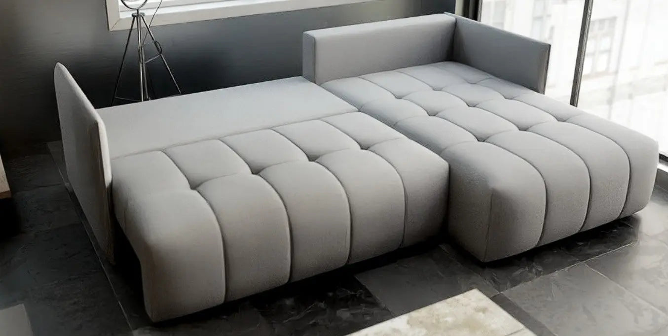 Colțar extensibil dumonde cu ladă de depozitare si sezut confortabil din spuma HR, Malta Grey II 235x185 cm Fabrica