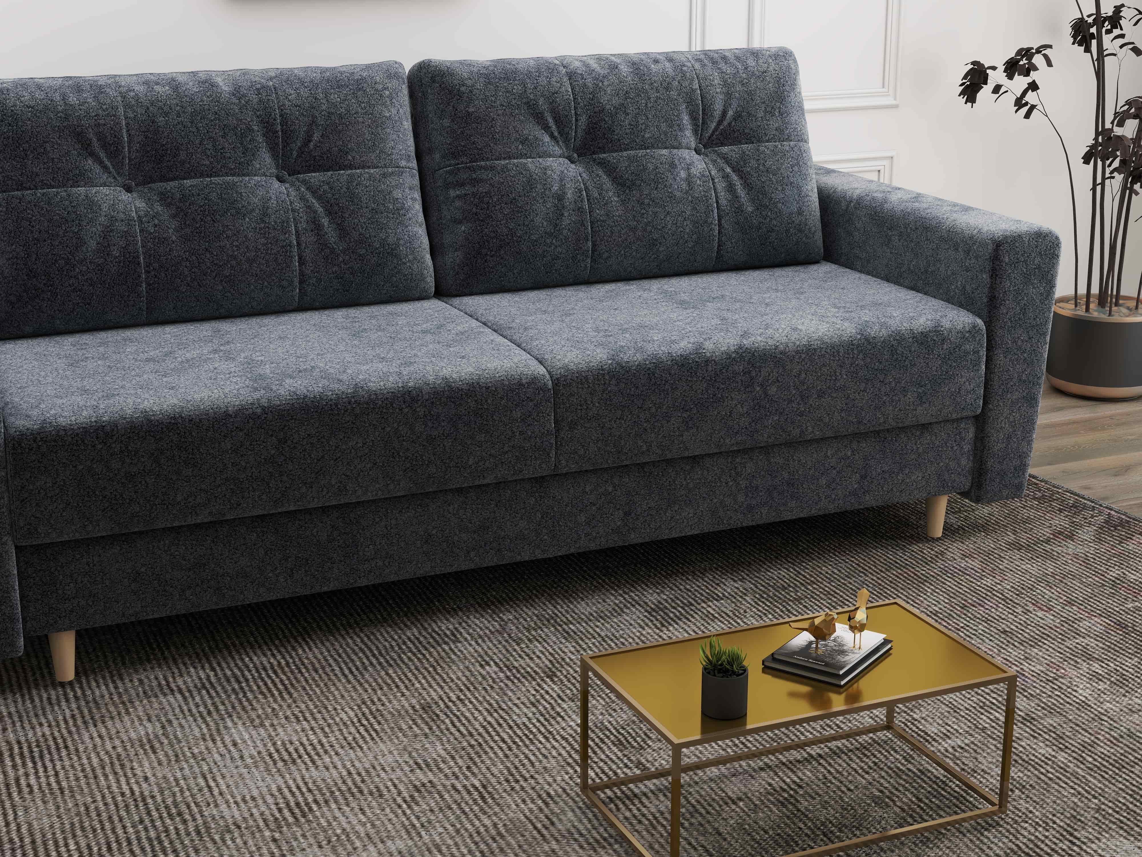 Canapea extensibilă dumonde cu ladă de depozitare si sezut confortabil din spuma HR, Summer Euphoria Gri Grafit 225x100 cm