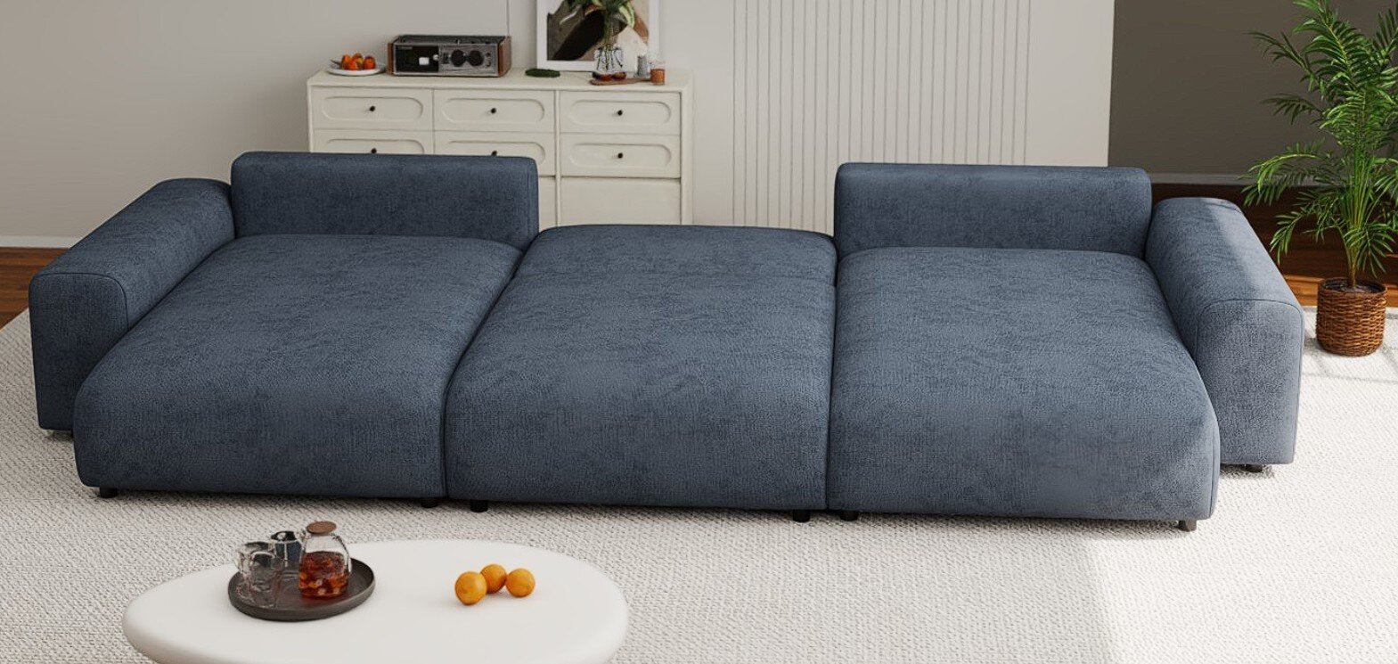 Colțar extensibil dumonde cu ladă de depozitare si sezut confortabil din spuma HR, Sarina U Enjoy Antracit 350x168 cm