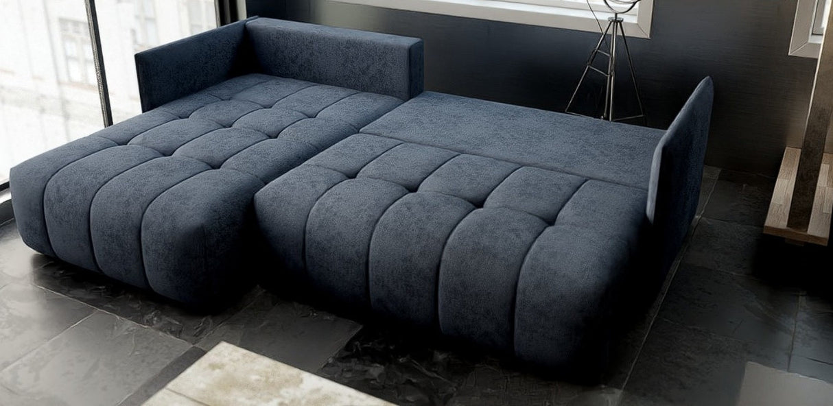 Colțar extensibil dumonde cu ladă de depozitare si sezut confortabil din spuma HR, Malta Grau 235x185 cm Fabrica