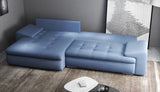 Colțar extensibil dumonde cu ladă de depozitare si sezut confortabil din spuma HR, Leonardo Enjoy Albastru 255x193 cm