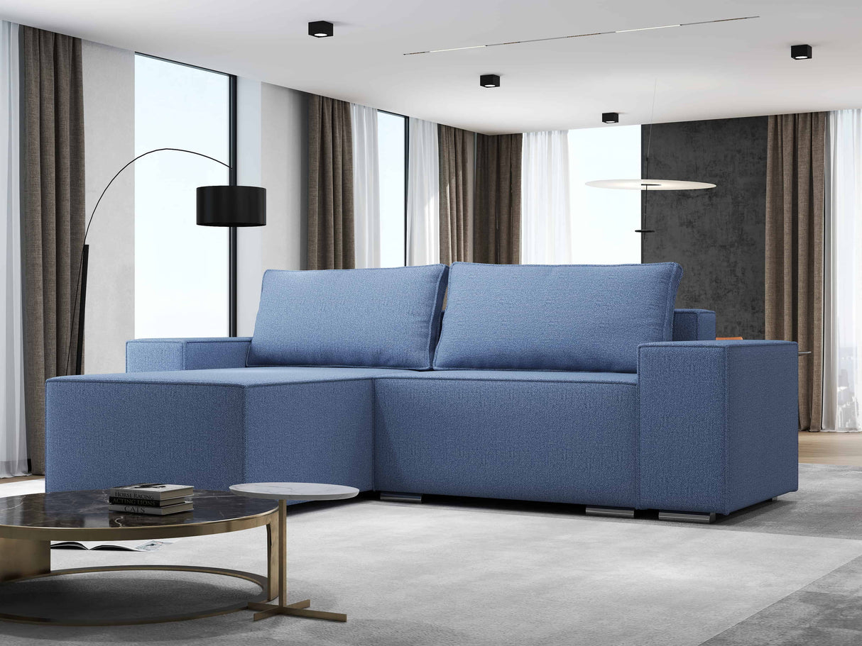 Colțar extensibil dumonde cu ladă de depozitare si sezut confortabil din spuma HR, Dream Enjoy Albastru 290x185 cm Fabrica