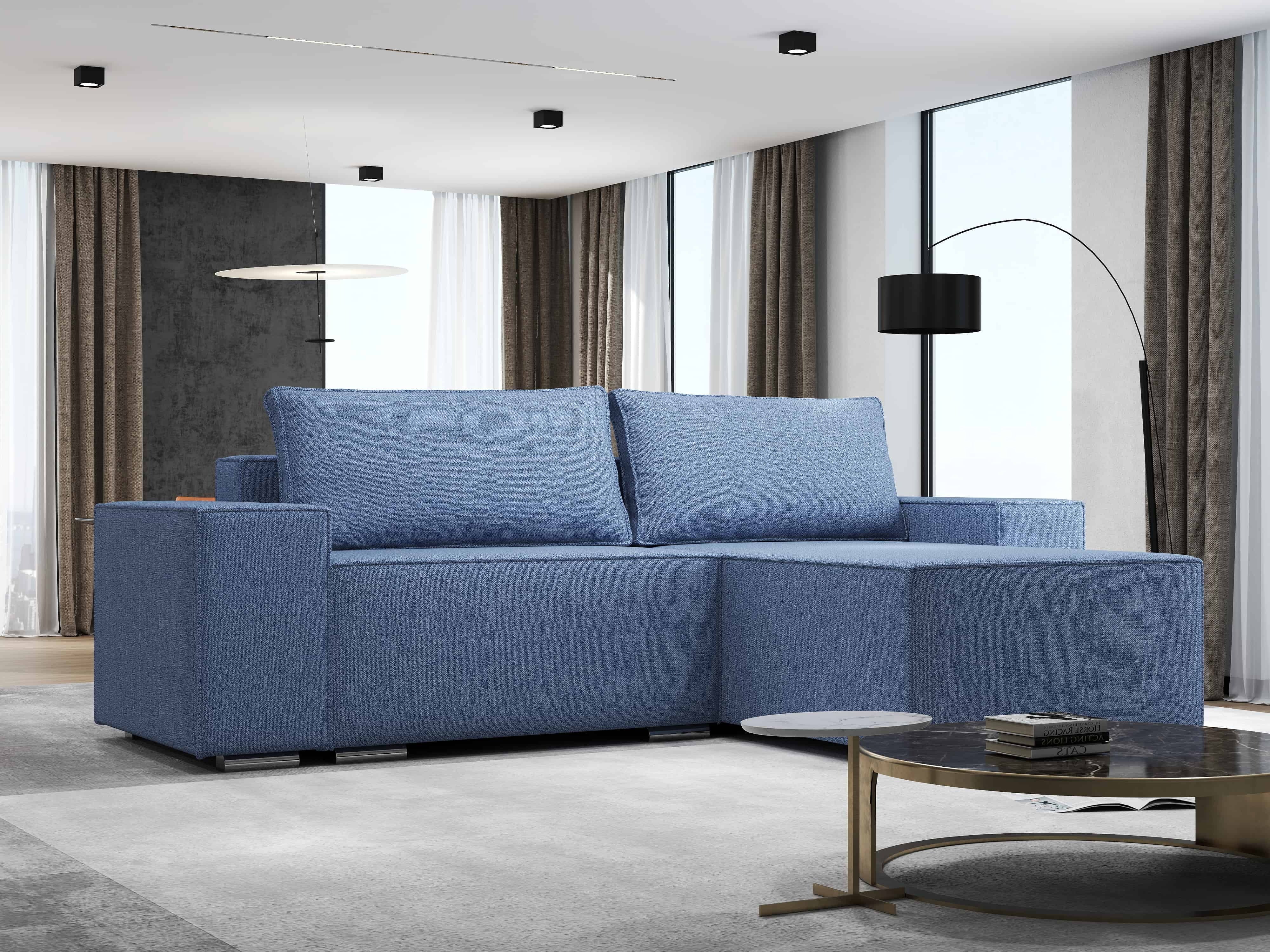 Colțar extensibil dumonde cu ladă de depozitare si sezut confortabil din spuma HR, Dream Enjoy Albastru 290x185 cm II Fabrica