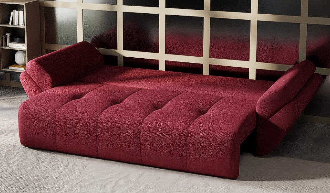 Canapea extensibilă dumonde cu ladă de depozitare si sezut confortabil din spuma HR, Berlin Red 250x100 cm Fabrica