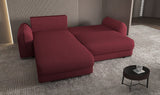 Colțar extensibil dumonde cu ladă de depozitare si sezut confortabil din spuma HR, Denver Enjoy Rosu 275x185 cm Fabrica