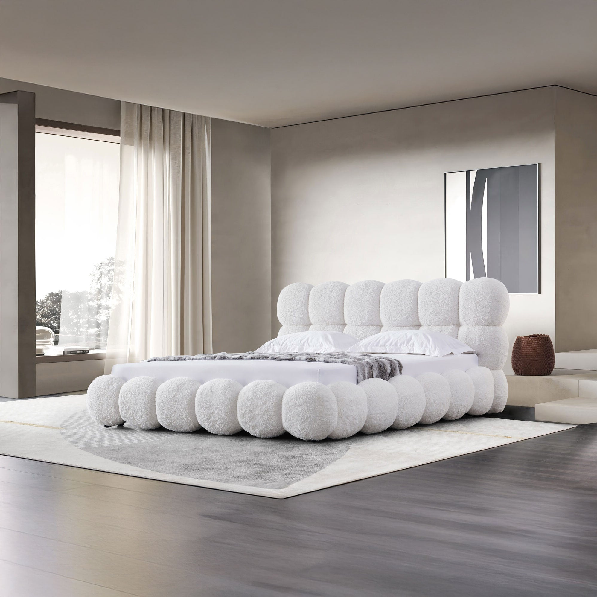 Pat dormitor dumonde, tapitat bej, Empress 180x200 cm