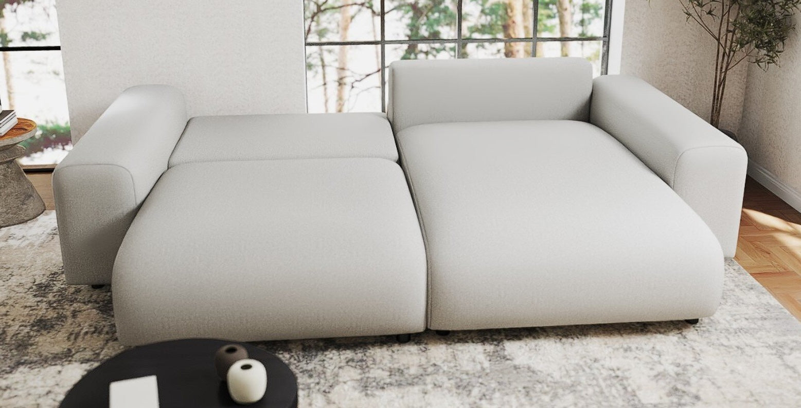 Colțar extensibil dumonde cu ladă de depozitare si sezut confortabil din spuma HR, Sarina Enjoy Bej 255x168 cm II