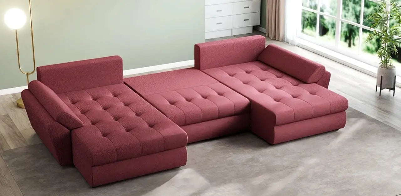 Colțar extensibil dumonde cu ladă de depozitare si sezut confortabil din spuma HR, Loana U Enjoy Winery 355x185 cm Fabrica