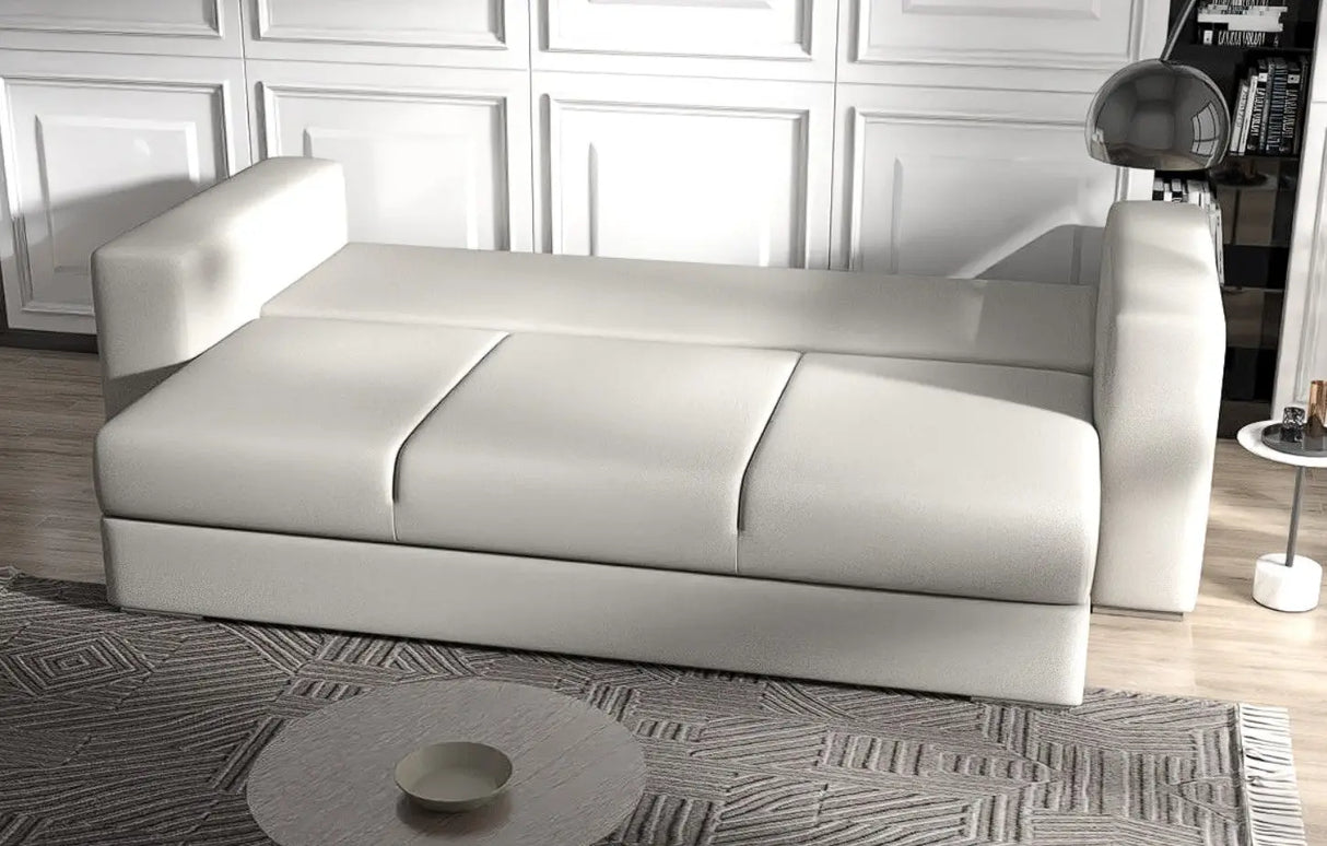 Canapea extensibilă dumonde cu ladă de depozitare si sezut confortabil din spuma HR, Gloria Bej 240x100 cm Fabrica