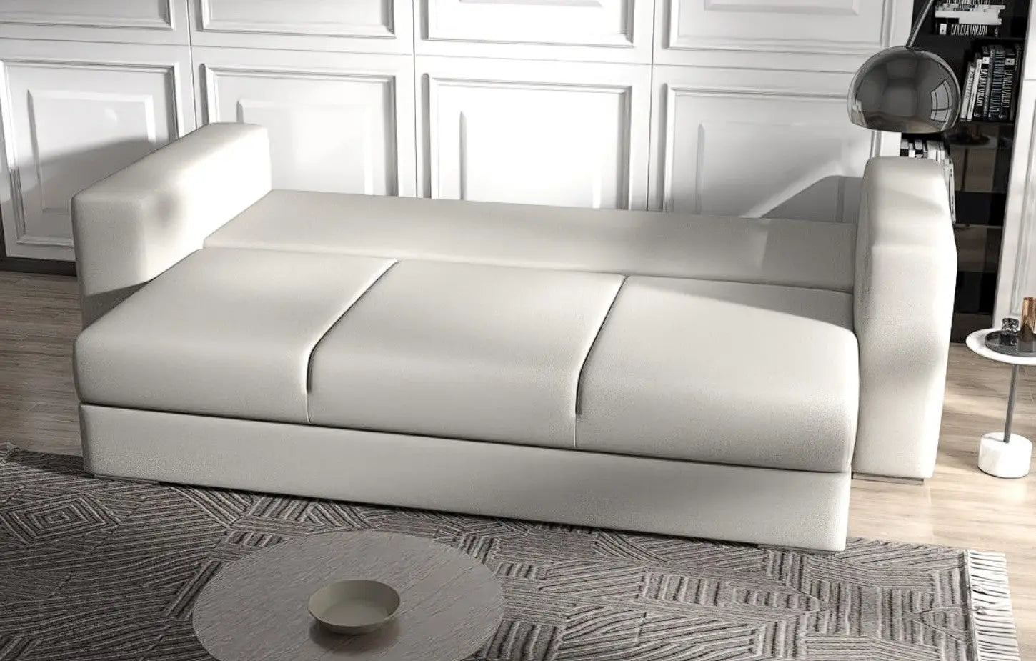 Canapea extensibilă dumonde cu ladă de depozitare si sezut confortabil din spuma HR, Gloria Bej 240x100 cm Fabrica