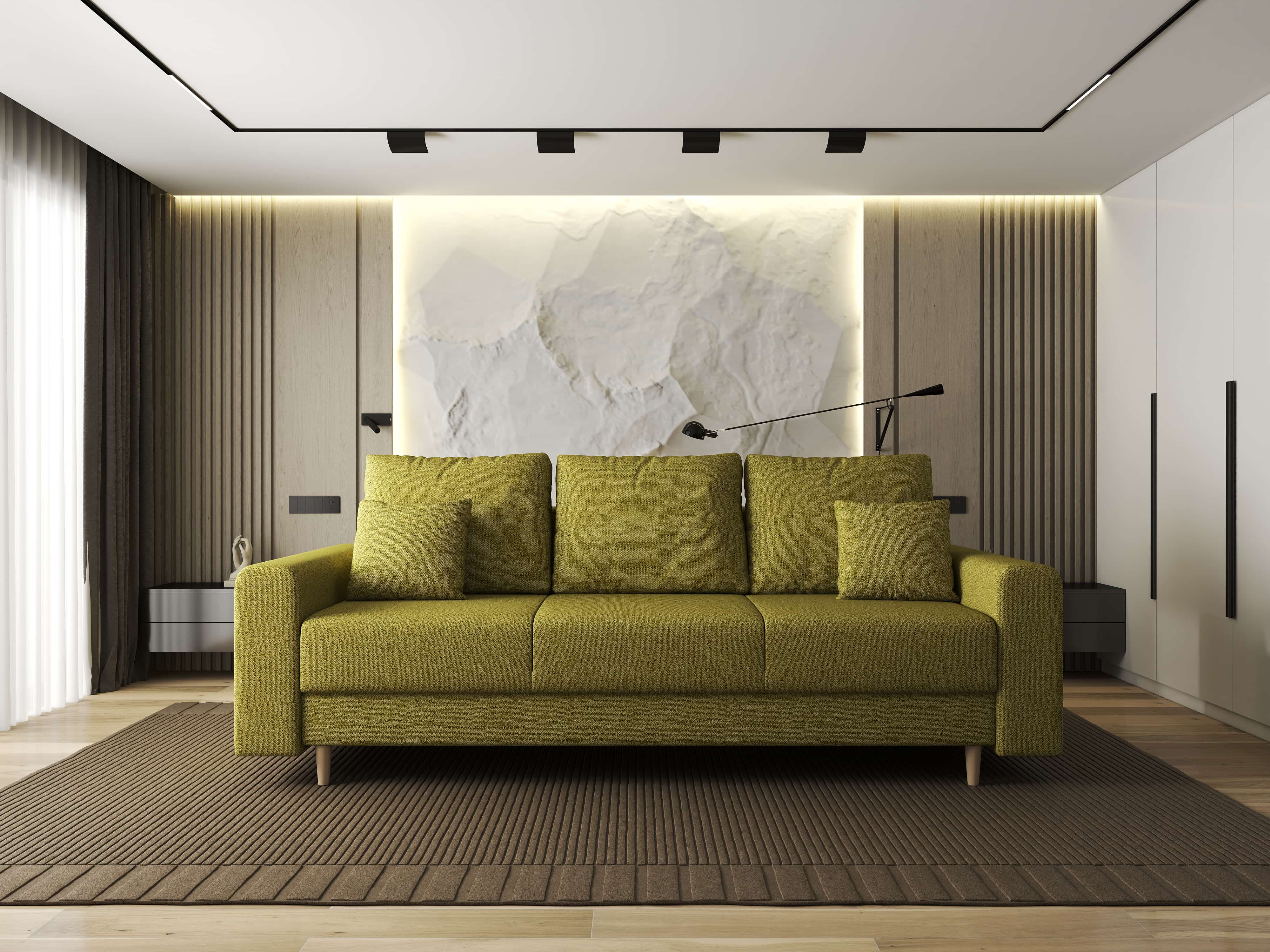 Canapea extensibilă dumonde cu ladă de depozitare si sezut confortabil din spuma HR, Kronos Enjoy Verde 210x100 cm fabrica