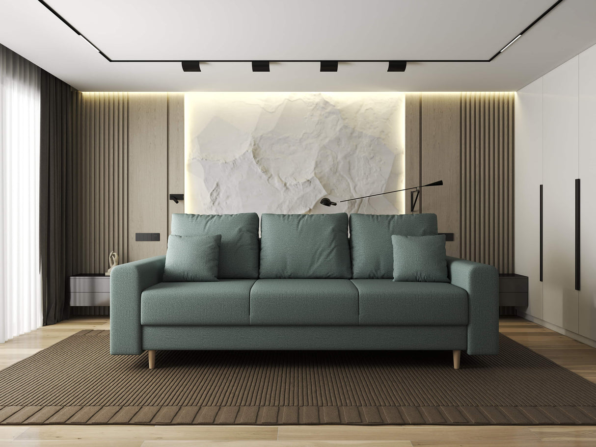 Canapea extensibilă dumonde cu ladă de depozitare si sezut confortabil din spuma HR, Kronos Enjoy Verde Mint 210x100 cm fabrica