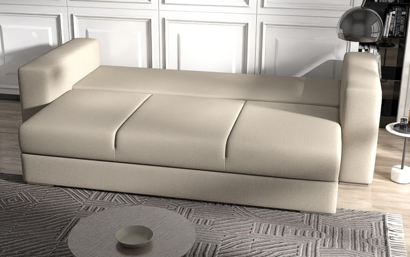 Canapea extensibilă dumonde cu ladă de depozitare si sezut confortabil din spuma HR, Gloria Bej II 240x100 cm Fabrica