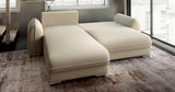 Colțar extensibil dumonde cu ladă de depozitare si sezut confortabil din spuma HR, Denver Enjoy Beige 275x185 cm Fabrica