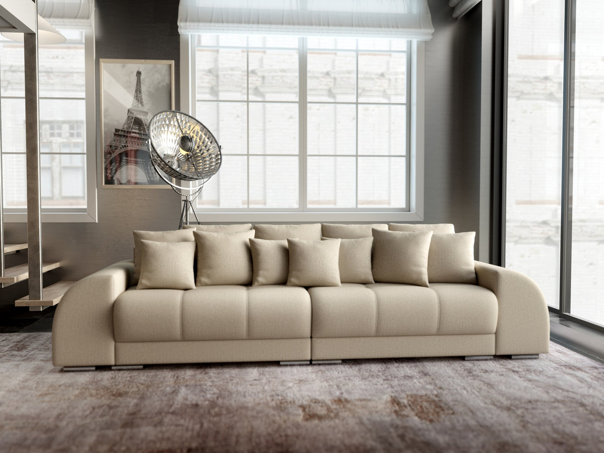 Canapea extensibilă dumonde cu 2 lăzi de depozitare si sezut confortabil din spuma HR, Big Sofa Verona Enjoy Lux 02 Beige 310x100 cm Fabrica