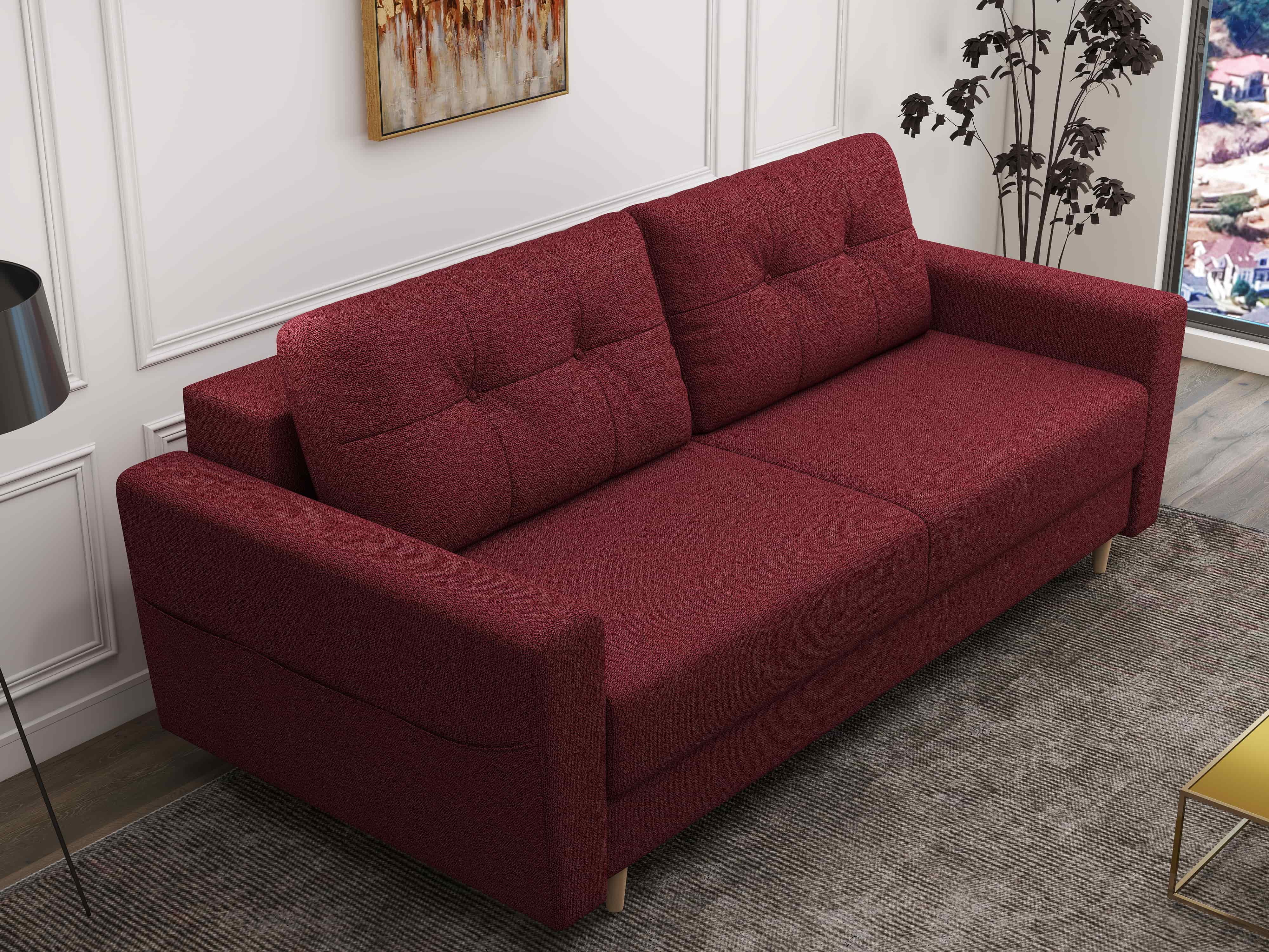 Canapea extensibilă dumonde cu ladă de depozitare si sezut confortabil din spuma HR, Summer Enjoy Rosu 225x100 cm