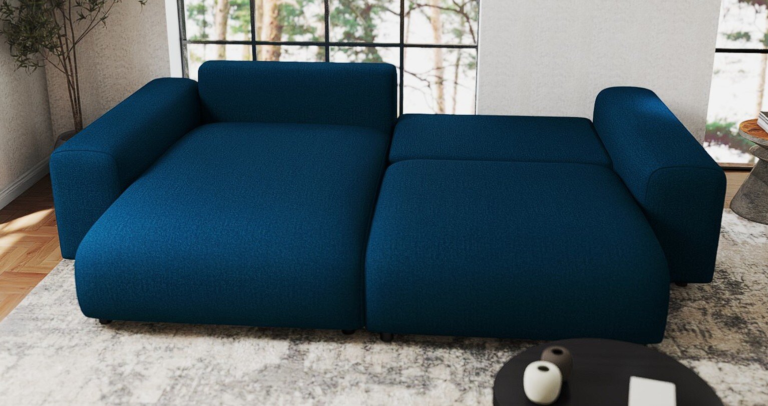 Colțar extensibil dumonde cu ladă de depozitare si sezut confortabil din spuma HR, Sarina Enjoy Verde Petrol 255x168 cm