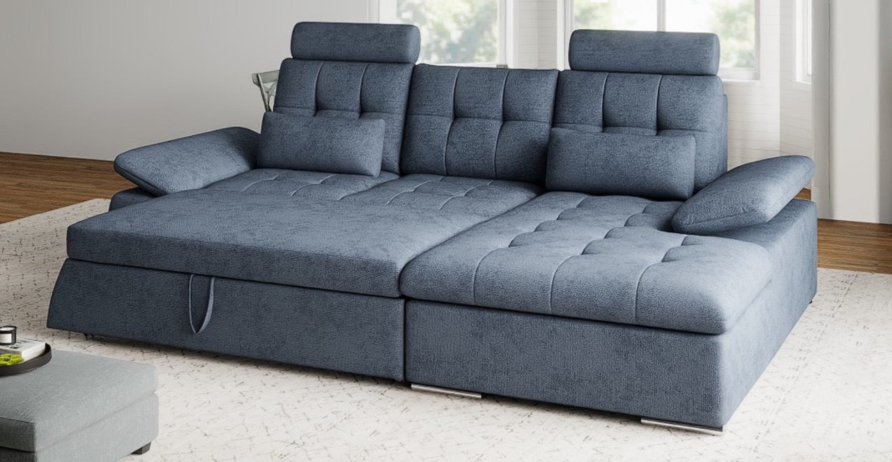 Colțar extensibil dumonde cu ladă de depozitare și șezut confortabil din spumă HR, Merkur Enjoy Antracit 270x168 cm II