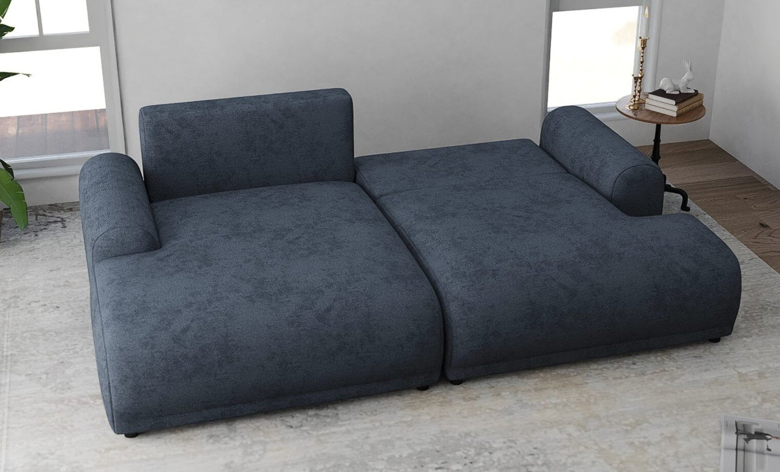 Colțar extensibil dumonde cu ladă de depozitare și șezut confortabil din spumă HR, Carlo Enjoy Antracit 240x145 cm