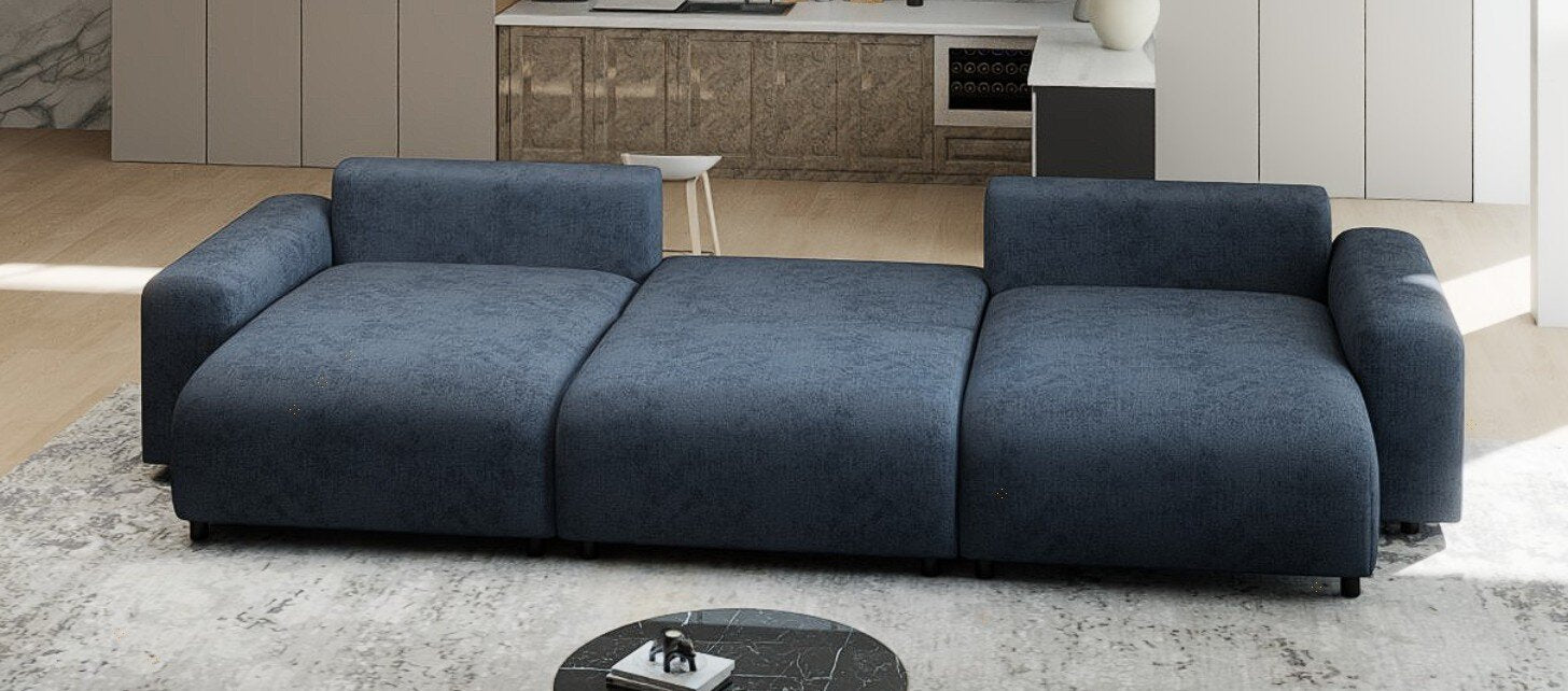 Colțar extensibil dumonde cu ladă de depozitare si sezut confortabil din spuma HR, Luma U Enjoy Antracit 336x140 cm