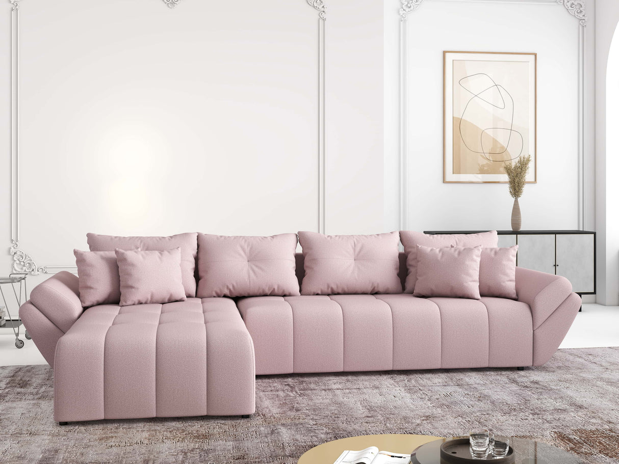 Colțar extensibil dumonde cu ladă de depozitare si sezut confortabil din spuma HR, Berlin XL Enjoy Lux Flamingo 350x185 cm Fabrica