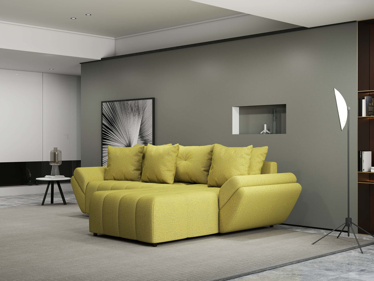 Colțar extensibil dumonde cu ladă de depozitare si sezut confortabil din spuma HR, Berlin Enjoy Verde 280x185 cm II Fabrica