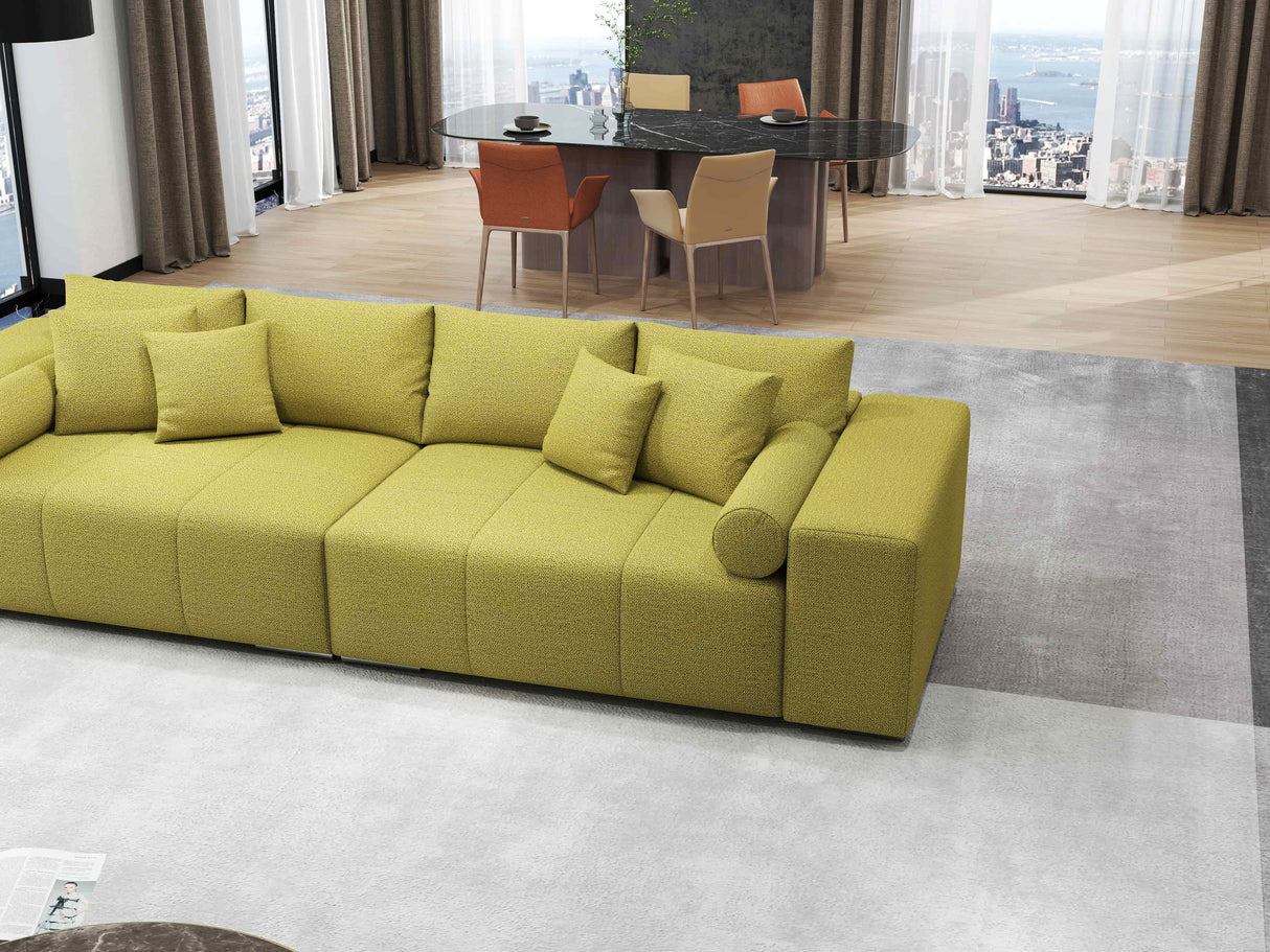 Canapea extensibilă dumonde cu ladă de depozitare si sezut confortabil din spuma HR, Marbela Green Lux XXL 295x100 cm Fabrica