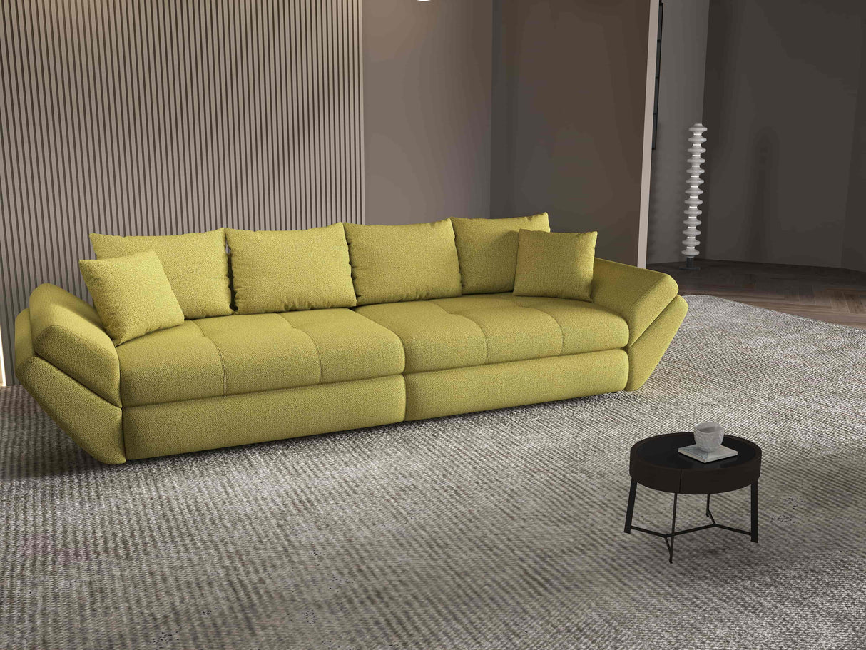 Canapea extensibilă dumonde cu ladă de depozitare si sezut confortabil din spuma HR, Loana Enjoy Verde 300x100 cm Fabrica