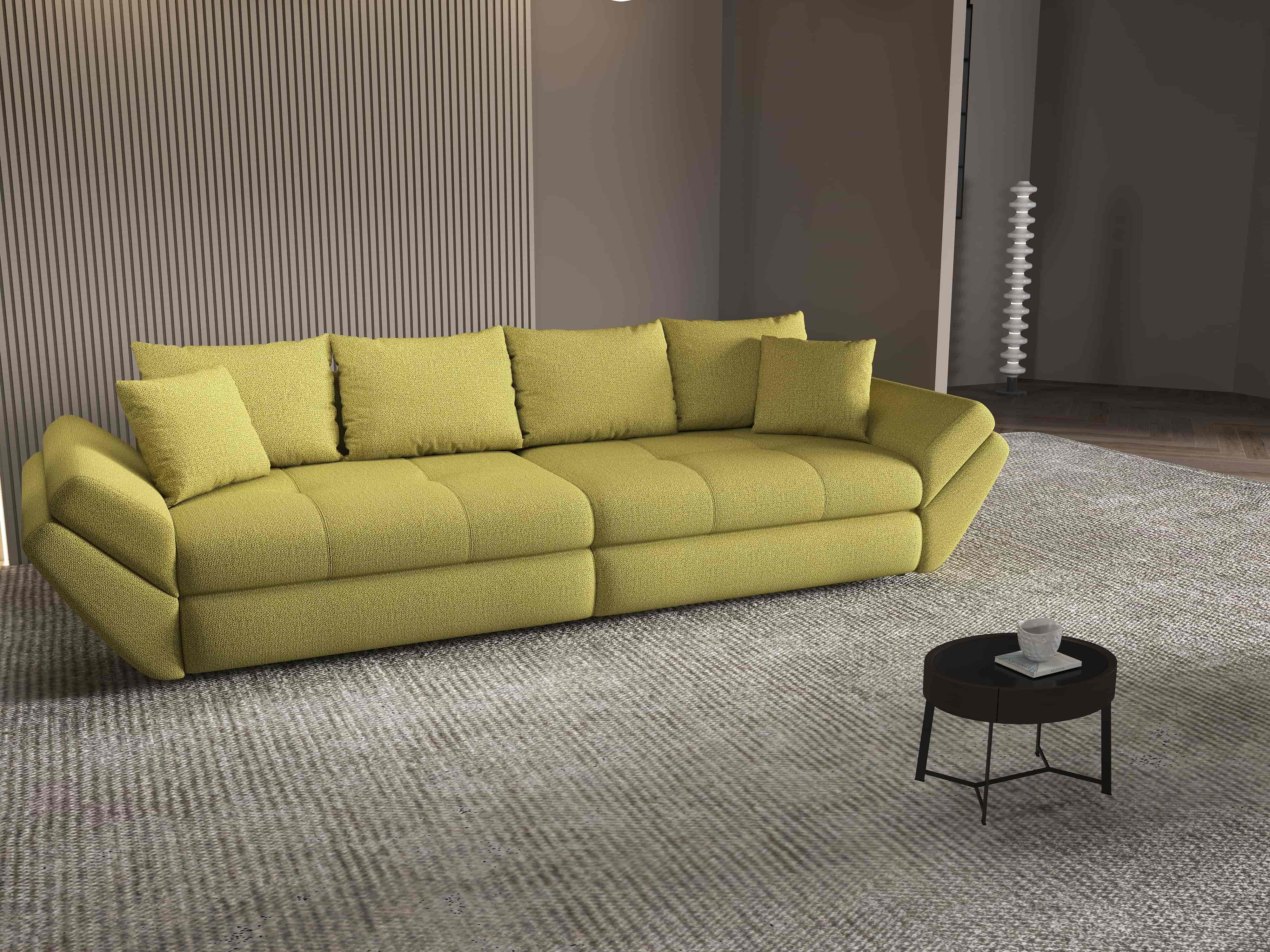 Canapea extensibilă dumonde cu ladă de depozitare si sezut confortabil din spuma HR, Loana Enjoy Verde 300x100 cm Fabrica