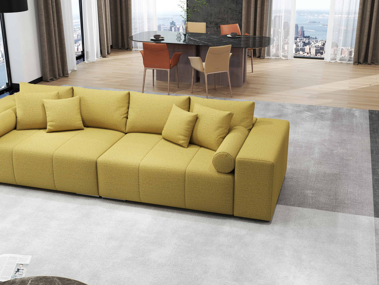 Canapea extensibilă dumonde cu ladă de depozitare si sezut confortabil din spuma HR, Marbela Enjoy Melon XXL 295x100 cm fabrica