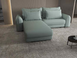 Colțar extensibil dumonde cu ladă de depozitare si sezut confortabil din spuma HR, Denver Enjoy Verde Mint 275x185 cm Fabrica