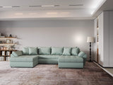 Colțar extensibil dumonde cu ladă de depozitare si sezut confortabil din spuma HR, Loana Enjoy Verde Mint U 355x185 cm Fabrica