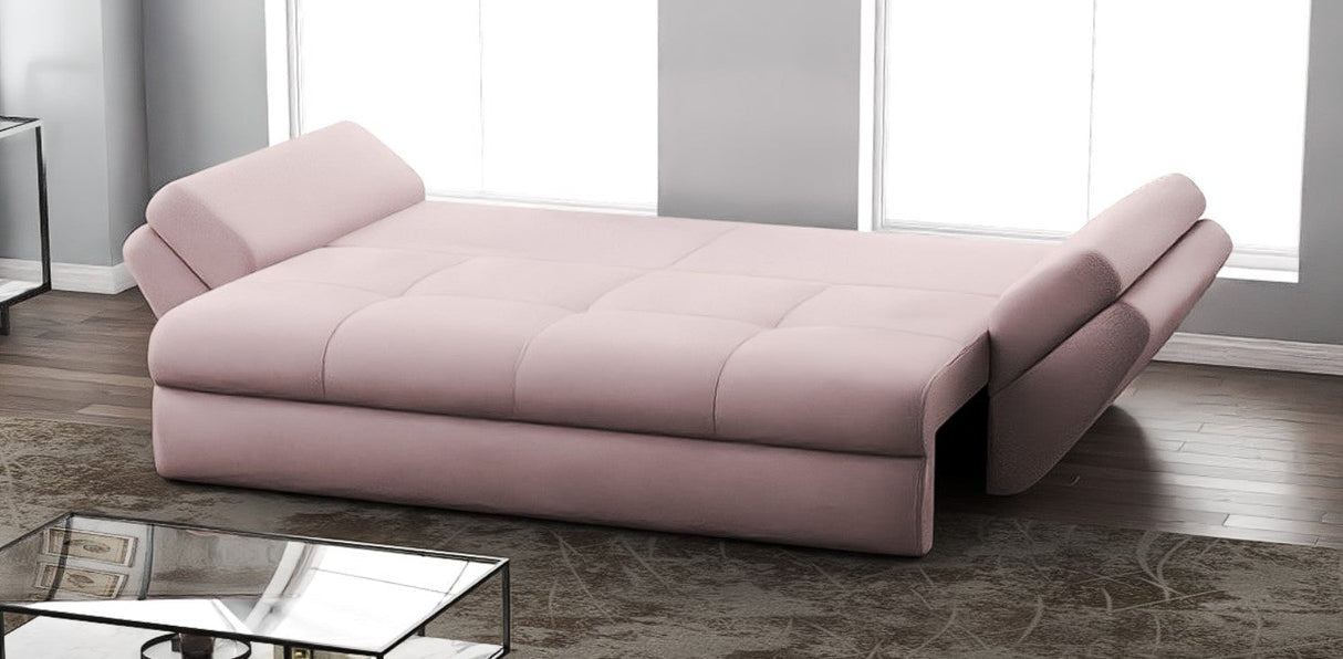 Canapea extensibilă dumonde cu ladă de depozitare si sezut confortabil din spuma HR, Loana Pink 250x100 cm Fabrica