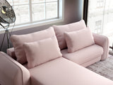 Colțar extensibil dumonde cu ladă de depozitare si sezut confortabil din spuma HR, Denver Enjoy Flamingo 275x185 cm Fabrica