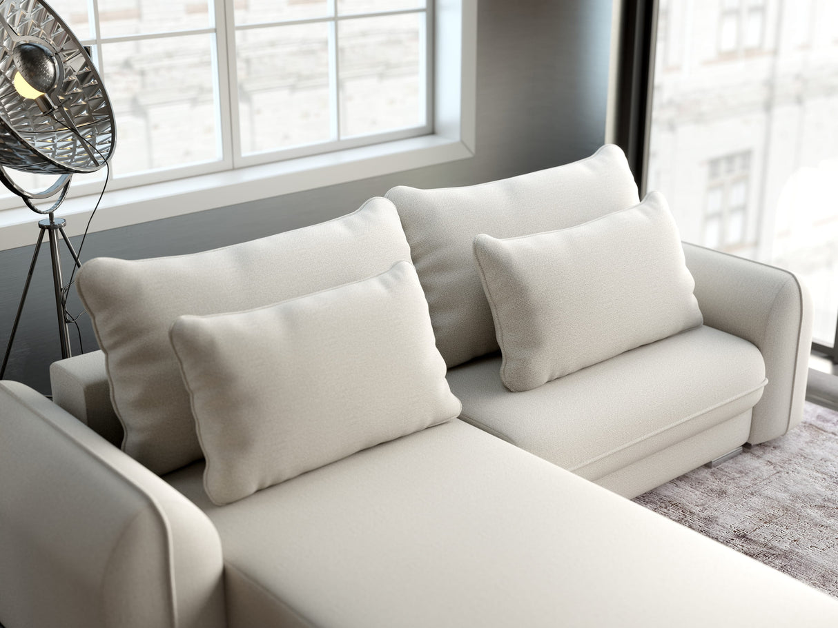 Colțar extensibil dumonde cu ladă de depozitare si sezut confortabil din spuma HR, Denver Enjoy Bej 275x185 cm Fabrica